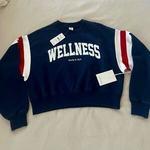 Sporty & Rich Blue and Red Crew Neck Sweater